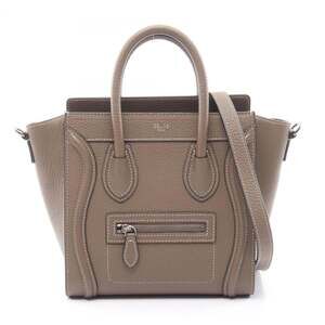 Celine Luggage Nano Shopper Handbag, Leather, Women's, Gray